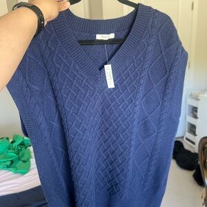 Madewell Deep Blue V-Neck Sweater
